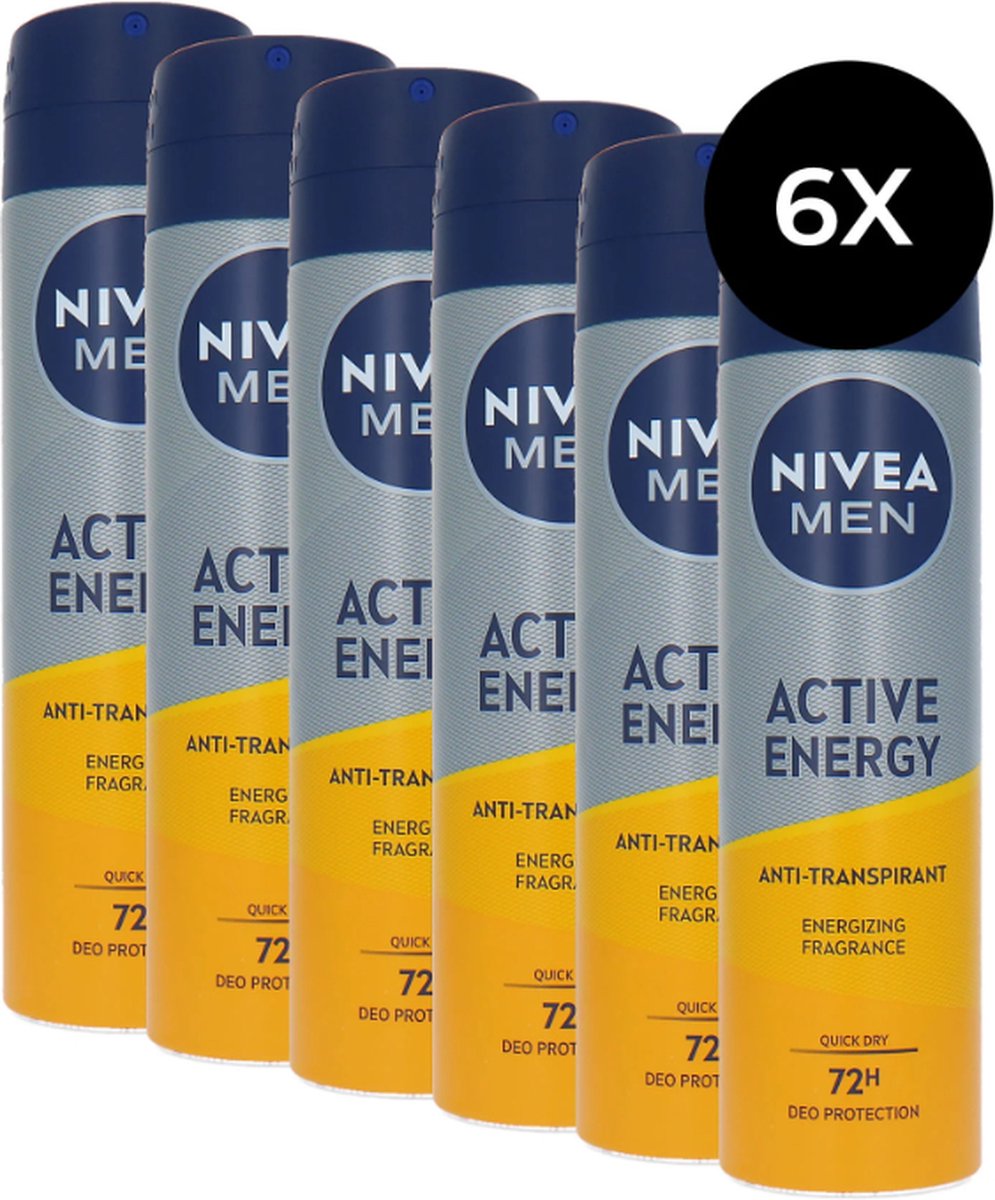 Goedkoopste Nivea Men Active Energy Deodorant Spray - 6 x 150 ml