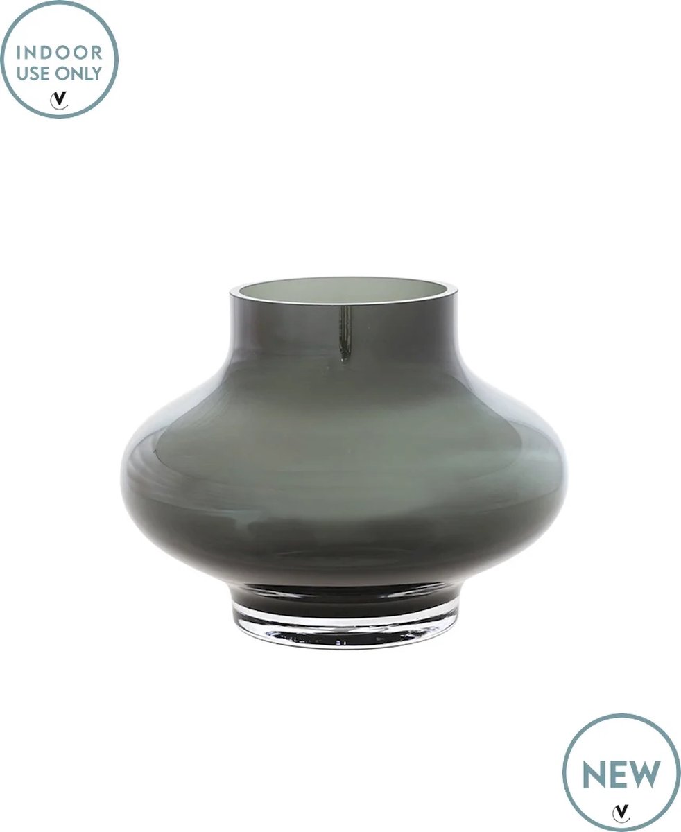Vase The World Vaas Ruvuma | Small | Grijs - Grey | Mondgeblazen Glas | Nieuw | Ø20 x H15 cm