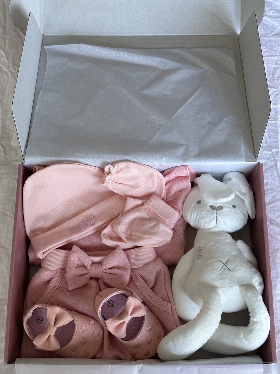 Goedkoopste Baby Geschenkset / Kraamcadeau, 7 Delig, Babyshower, Meisje 0-6 Maanden