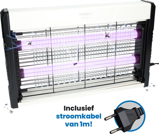 kwmobile UV vliegenvanger 20 Watt - 80 m² bereik inclusief ophangketting - Elektrische insectenlamp met stroomkabel - Muggen- en vliegenlamp