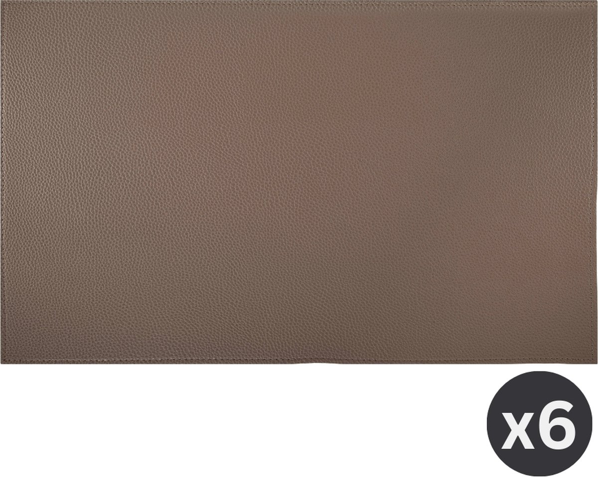ZICZAC - Placemat TRUDO - SET/6 - Lederlook - 33x45 cm - Rechthoek, taupe