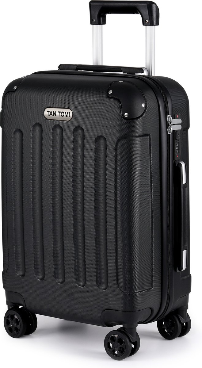 TAN.TOMI Handbagage Koffer - Reiskoffer - 41L - Cijferslot - Lichtgewicht - Trolley - 56x38x22cm - Zwart