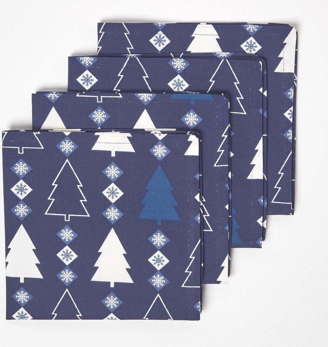 Homescapes Kerstservetten Winterland, set van 4, blauw