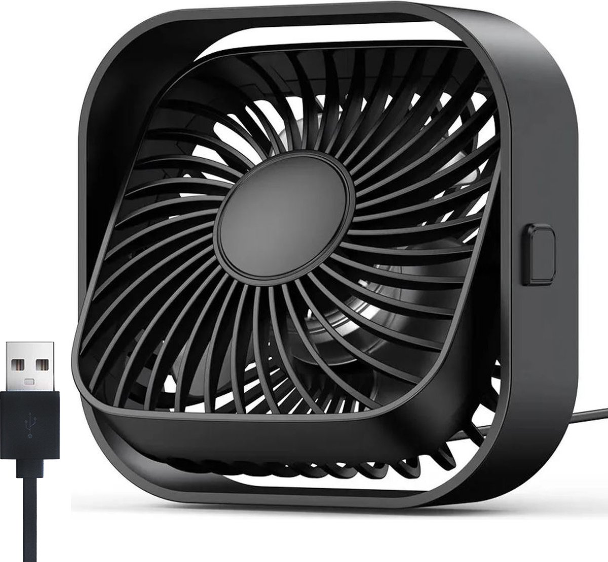 Topk Mini ventilator - USB bureau ventilator - Tafelventilator – Aircooler - 360º - Zwart