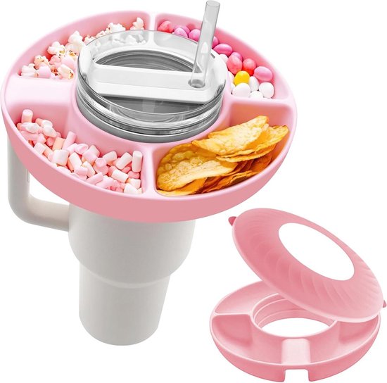 Foto: Snackborden met deksel 102 ml snackschaal 100 ml tumbler siliconen snacktablet 4 vakken noten levensmiddelen cupaccessoires