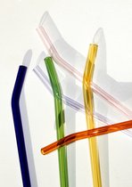 Herbruikbare Glazen Rietjes Gekleurd – 6 Stuks – Pastel – Lila – Roze – Groen – Oranje – Blauw – Geel