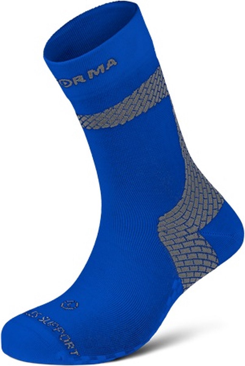 Enforma Compressiesokken met Tape Technologie – Achilles Ondersteuning – Sport Compressiekousen – Medium Compressie - Blauw/Grijs - XL (45-47)
