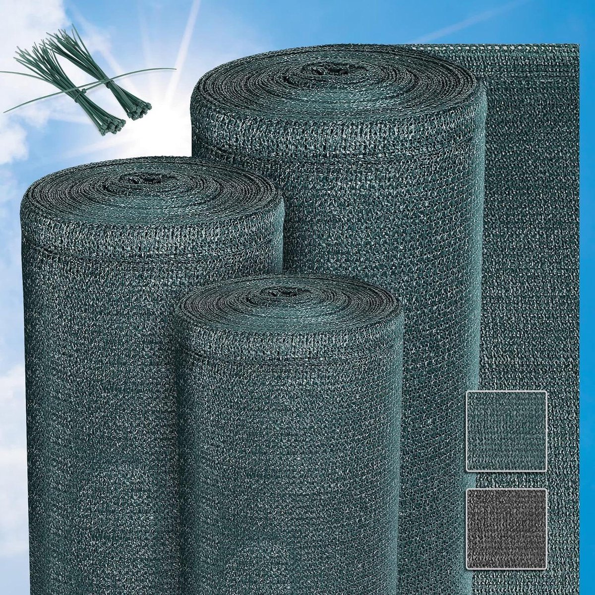 Sol Royal Zichtbreeknet Groen SG 80 Balkonscherm Zichtdoek 2500x150cm Omheining Balkondoek Balkon Tuinnet zonwerend HDPE Kabelbinders Inbegrepen Extra Lange lengte Omheining Net