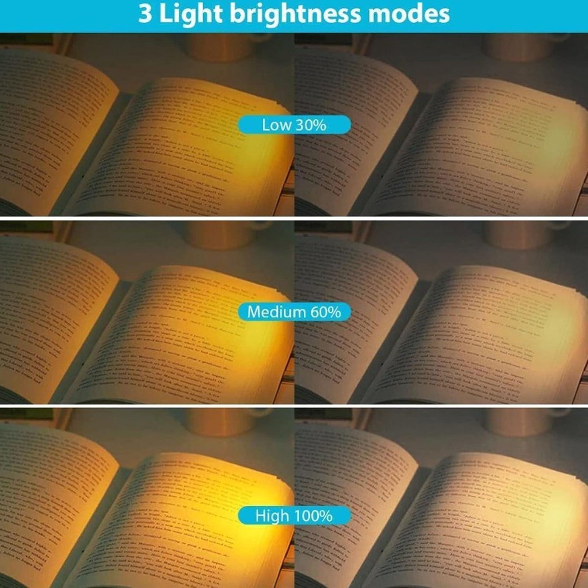 Clip On Book Light USB Mini Oplaadbaar leeslamp Zwart Met Flexibele Hals Leeslampje Book