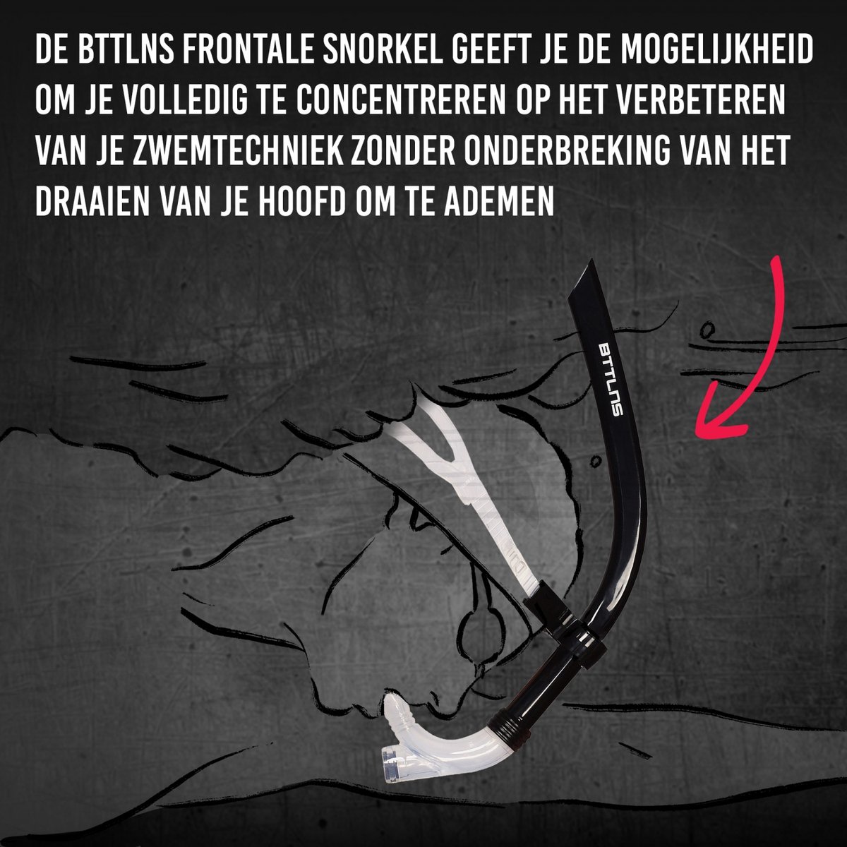BTTLNS Snorkel - Verstelbare snorkel - Flexibel mondstuk - Ingebouwde ontluchtingsklep - Comfortabele zwemervaring - Hodor 1.0 - Zwart — afbeelding 6