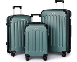 TAN.TOMI Kofferset - 3 Delig - 100L Handbagage + 65L +41L - Reiskoffer met 4 wielen - Ruimbagage - Cijferslot - Reiskoffer - Trolley Koffer met Wielen - Donkergroen