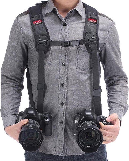 Harnais Bandoulière Double Pour Appareil Photo Reflex - Cuir Confortable Et Réglable