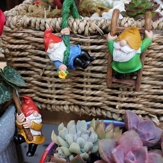 Pendentifs pour Gnomes grimpants 3 pièces, Perfect pour les Pots de fleurs , Décoration de Jardin et de balcon