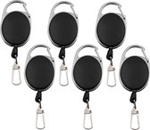 6 Stuks - Uittrekbare sleutelhanger met clip - Uittrekbare Koord Sleutelhanger - Sleutels en pasjes - Terugslag Riem - Afrolmechanisme voor Badges/Sleutels - Intrekbare Karabijnhaak Sleutelkoord