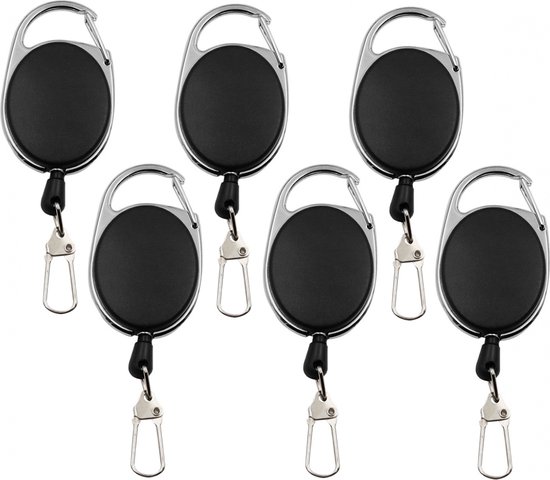 Foto: 6 stuks uittrekbare sleutelhanger met clip uittrekbare koord sleutelhanger sleutels en pasjes terugslag riem afrolmechanisme voor badges sleutels intrekbare karabijnhaak sleutelkoord