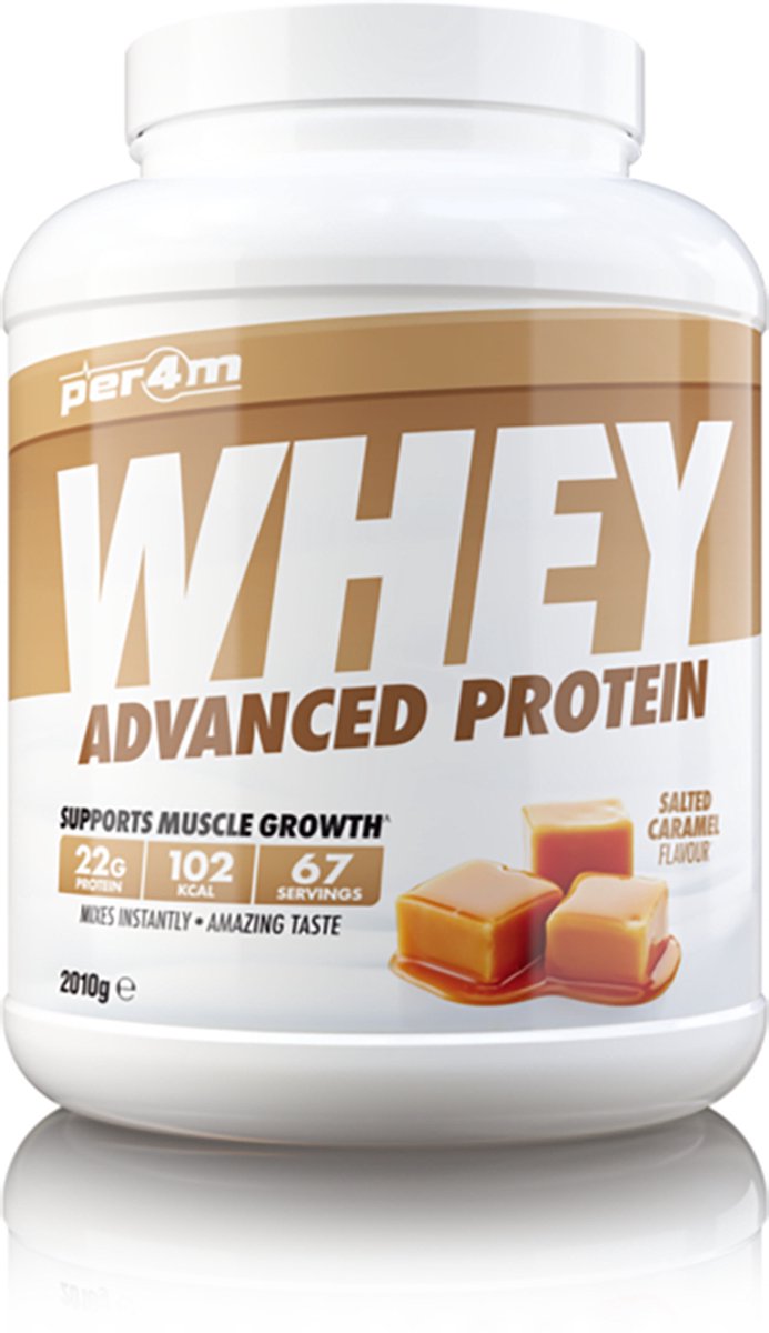 Goedkoopste Per4m - Advanced Whey Protein - Salted Caramel - Proteine poeder - Eiwit shake - Eiwitpoeder - 2.01kg - Whey Protein - Eiwitshakes - Whey Proteine - Protein - Proteine - Proteine Shake - Shake - Fitness - Krachttraining - Gym