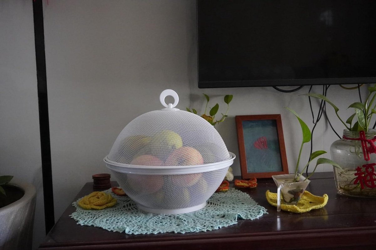 Panier à Fruits En Métal Avec Couvercle Maille 11 Pouces | Design Mignon Poignée | Rangement Cuisine Déco