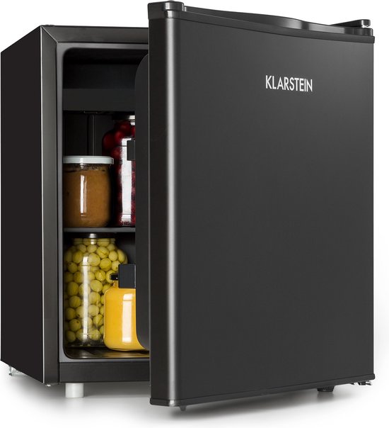 Foto: Klarstein obsidian koelkast energie effici ntieklasse e volume 46 liter 7 koelstanden ijsblokjesvorm vriesvak lekbak 41 db zwart