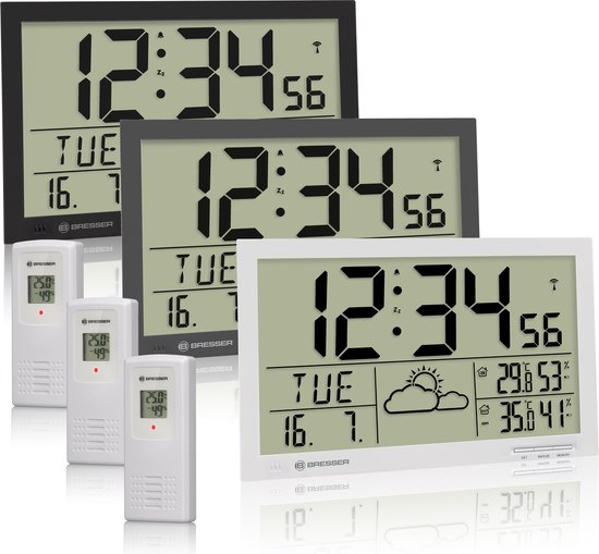 Bresser Weerstation MyTime Jumbo LCD Weer-Wandklok Antraciet
