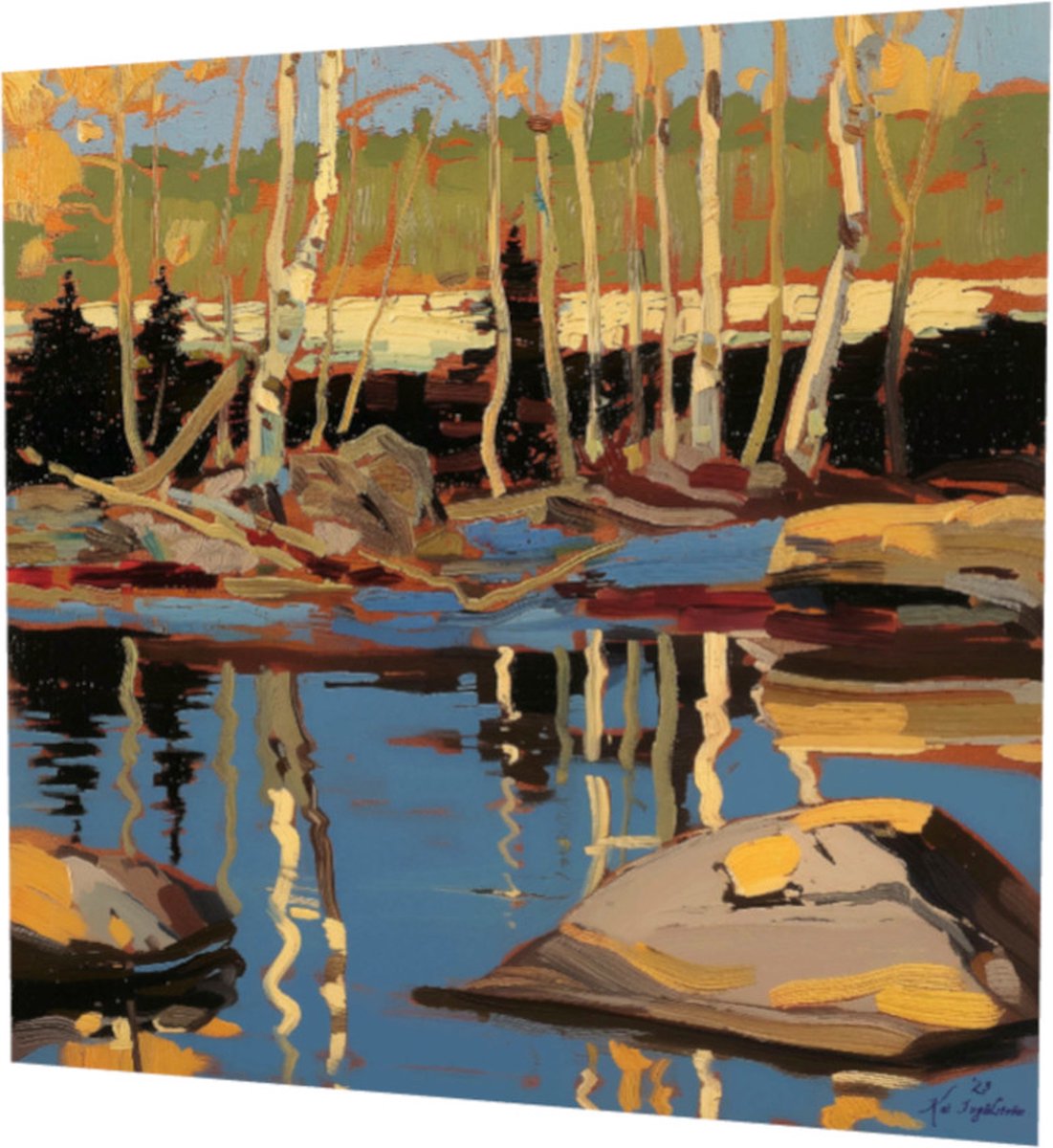 Kai Ingåilström - Scandinavië / Canada / Nordic Bomen Natuur Landschap Schilderij No. 23 Impressionisme Art Print - Canvas 60x60 cm