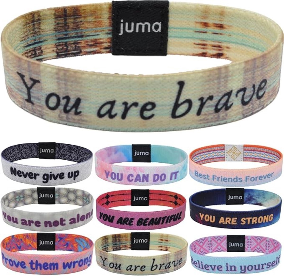JUMA Motiverende Armbanden met Overtuigingen “You Are Brave“ - Maat M (17cm) - Geluksbrenger, Vriendschapsarmband en Energiearmband - Geschikt voor Kinderen, Vrouwen, Mannen – perfect Souvenir