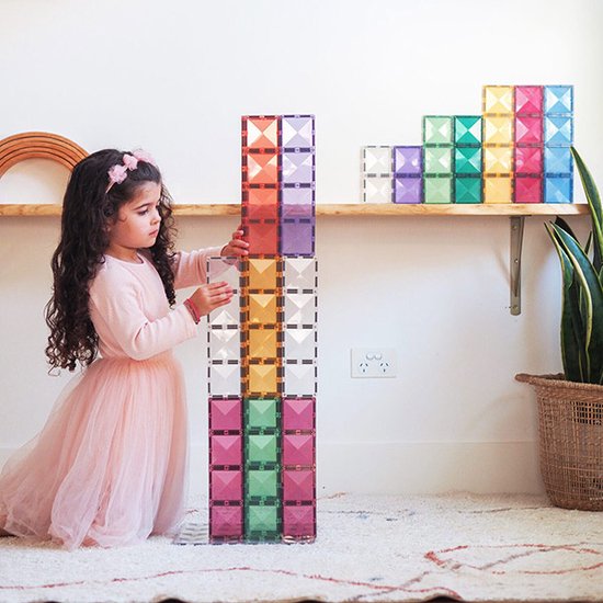 CONNETIX - Magnetisch Tegels - Pastel Rechthoekige Verpakking - 24 Stuks - Magnetisch Speelgoed