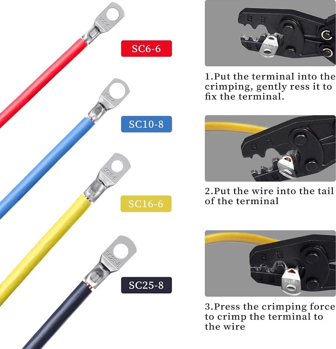 AUPROTEC Buiskabelschoenen 25 Mm² M6 - Ongeïsoleerde Vertinde Koper Connectors Voor Elektrische Bedrading