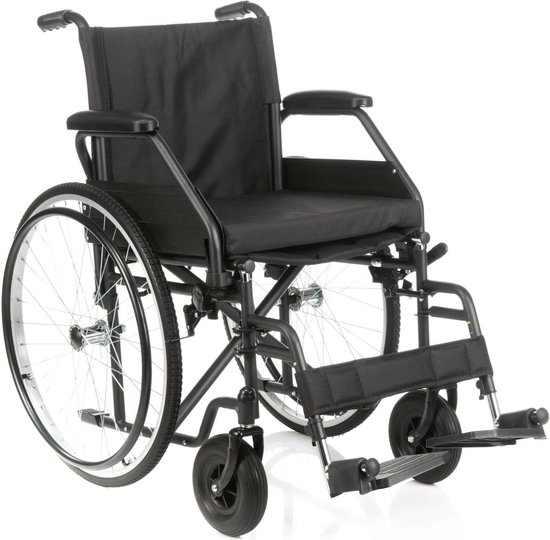 Opvouwbare rolstoel Plaza PL1 - Zitbreedte 45 cm - Met lekvrije PU banden - Inclusief gratis rolstoel zitkussen - Zwart