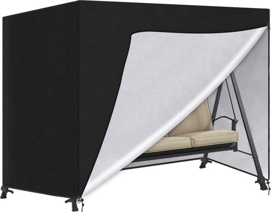 Schommelbank voor de tuin, 3 zits, waterdicht, 220 x 125 x 175 cm, Oxford- dekzeil voor schommelbank zwart