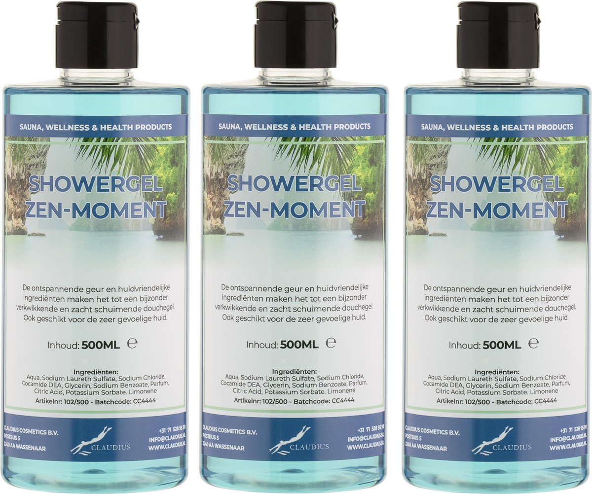 Goedkoopste Douchegel Zen Moment 500 ml - met klepdop - set van 3 stuks - transparant - Showergel