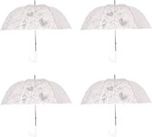 Romantische Doorzichtige Trouwparaplu's - Set van 4 - Perfect voor Bruiloften - Transparante Paraplu met Hartjes | Windproof | 95cm Diameter