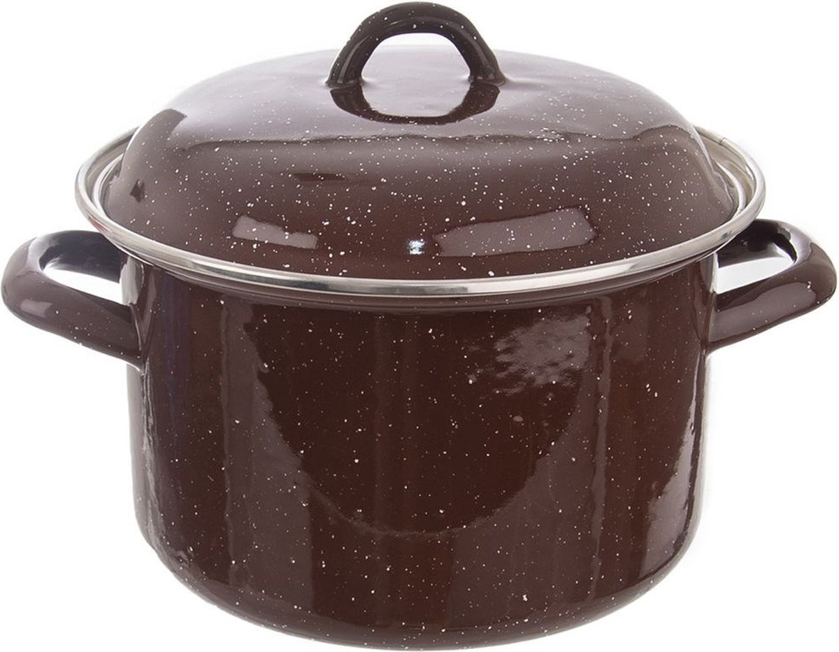 Orion group Kookpan Geëmailleerde met Deksel Bruin BROWN 20 cm 3 2 l Kookpot Soeppan