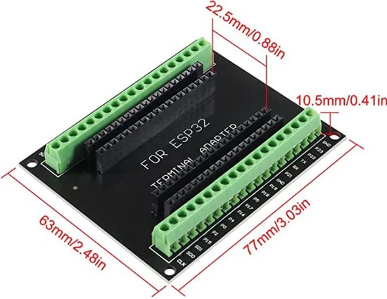 OTRONIC® Breakout board 38-pins voor ESP32-S met schroefterminals