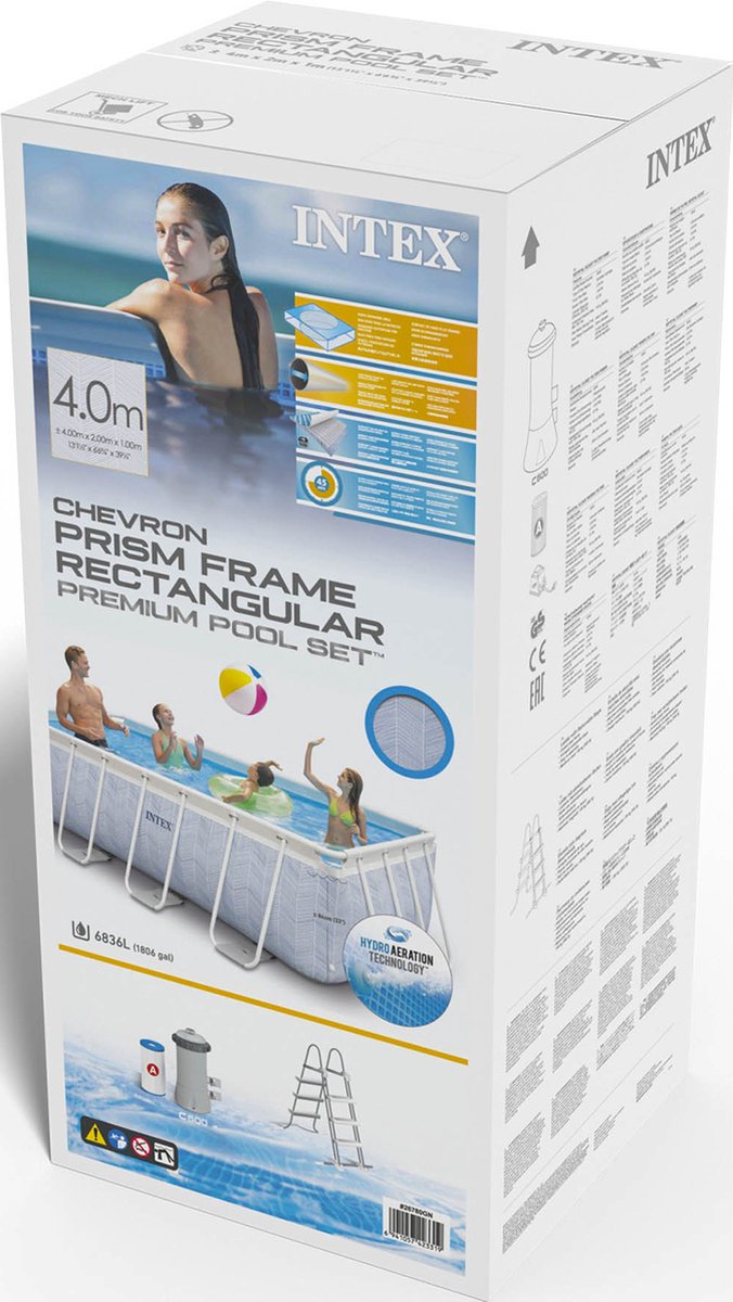 Intex Chevron Prism Frame rechthoekig opzetzwembad set - 400 x 200 x 100 cm
