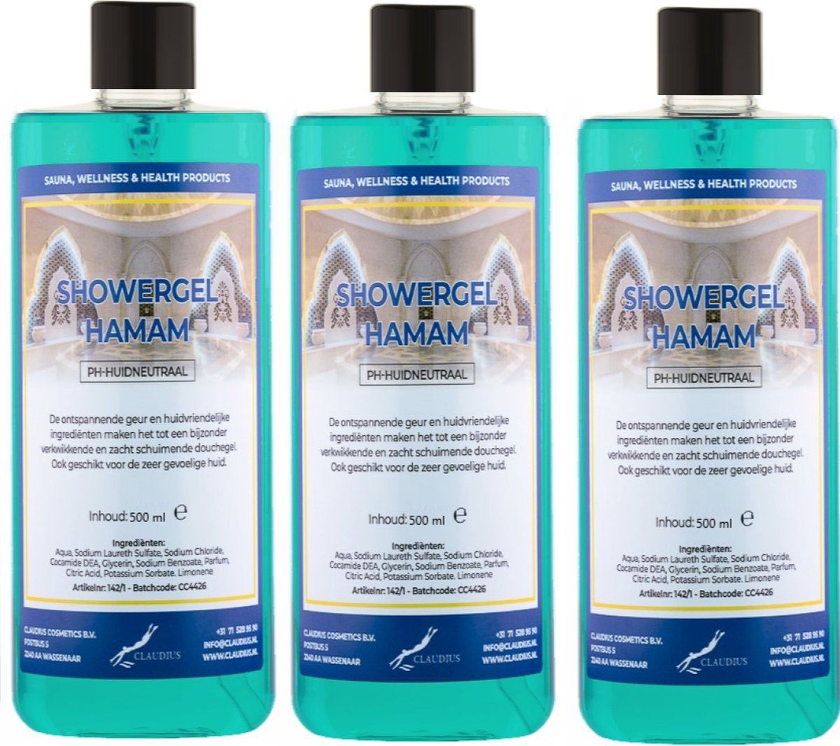 Goedkoopste Douchegel Hamam 500 ml - set van 3 stuks - Showergel
