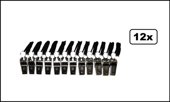 12x Sifflet d'arbitre métal avec cordon - sifflets football hockey salle arbitres sportifs baseball métal