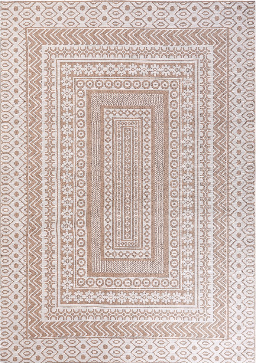 Beliani BAGLAR - Jute vloerkleed - Beige/Wit - 160 x 230 cm - Jute