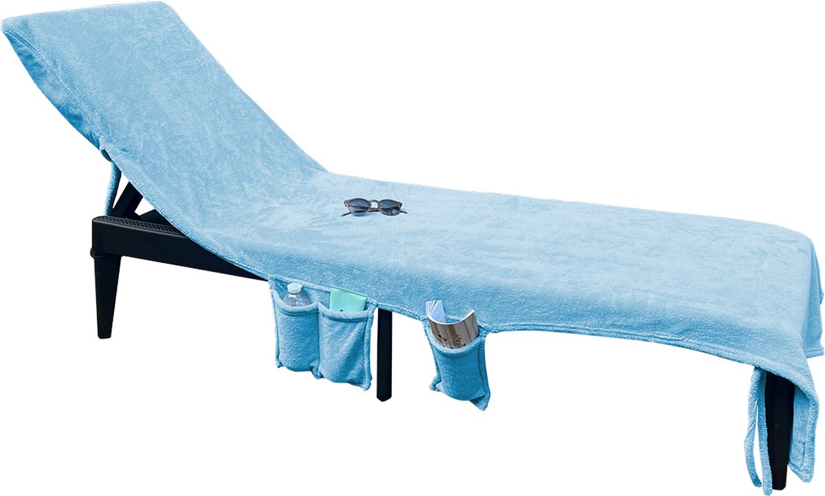 LINNICK Strandlaken Stoelhoes Microvezel 75x215cm - Sneldrogend Badlaken - Lichtgewicht Reishanddoek - 3 in 1 Strandhanddoek Stoelhoes Draagtas - blue - Strandstoelhoes - Strandtas