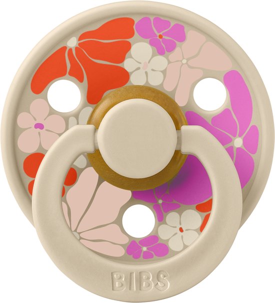 Bibs studio fopspenen maat 1 (0-6 maanden) Set 3 fopspenen + speenzakje - Flower child ivory, Flower child vanilla en Block Ivory/Vanilla van BIBS — afbeelding 4