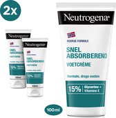 Neutrogena® Noorse Formule Snel Absorberende Voetcrème - voetencreme voor normale en droge Voeten - 2 x 100ml