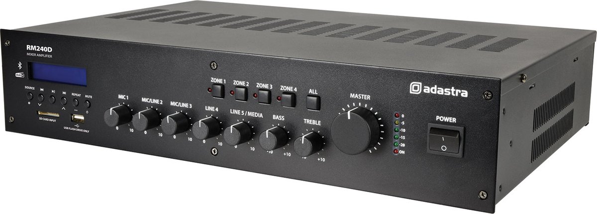 Adastra RM240D 100v 4 zone versterker BT/USB/SD/DAB+ 240W