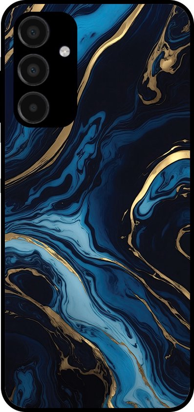 Foto: Smartphonica telefoonhoesje geschikt voor samsung galaxy a55 met marmer opdruk tpu backcover case marble design goud blauw back cover geschikt voor samsung galaxy a55