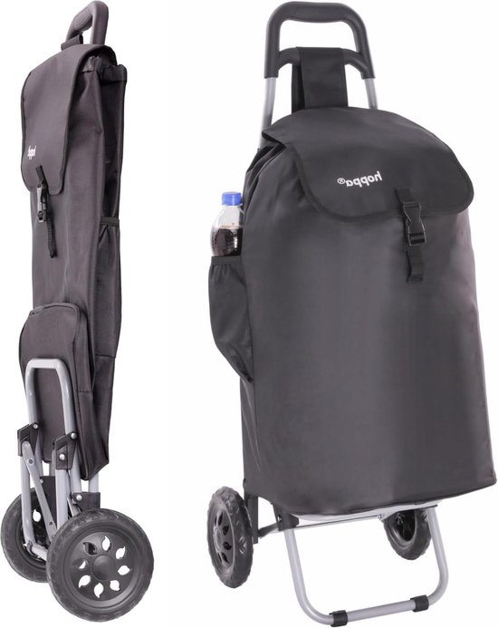 Hoppa 47L Chariot de Courses Poussette de marché Caddie à Deux Roues (Noir