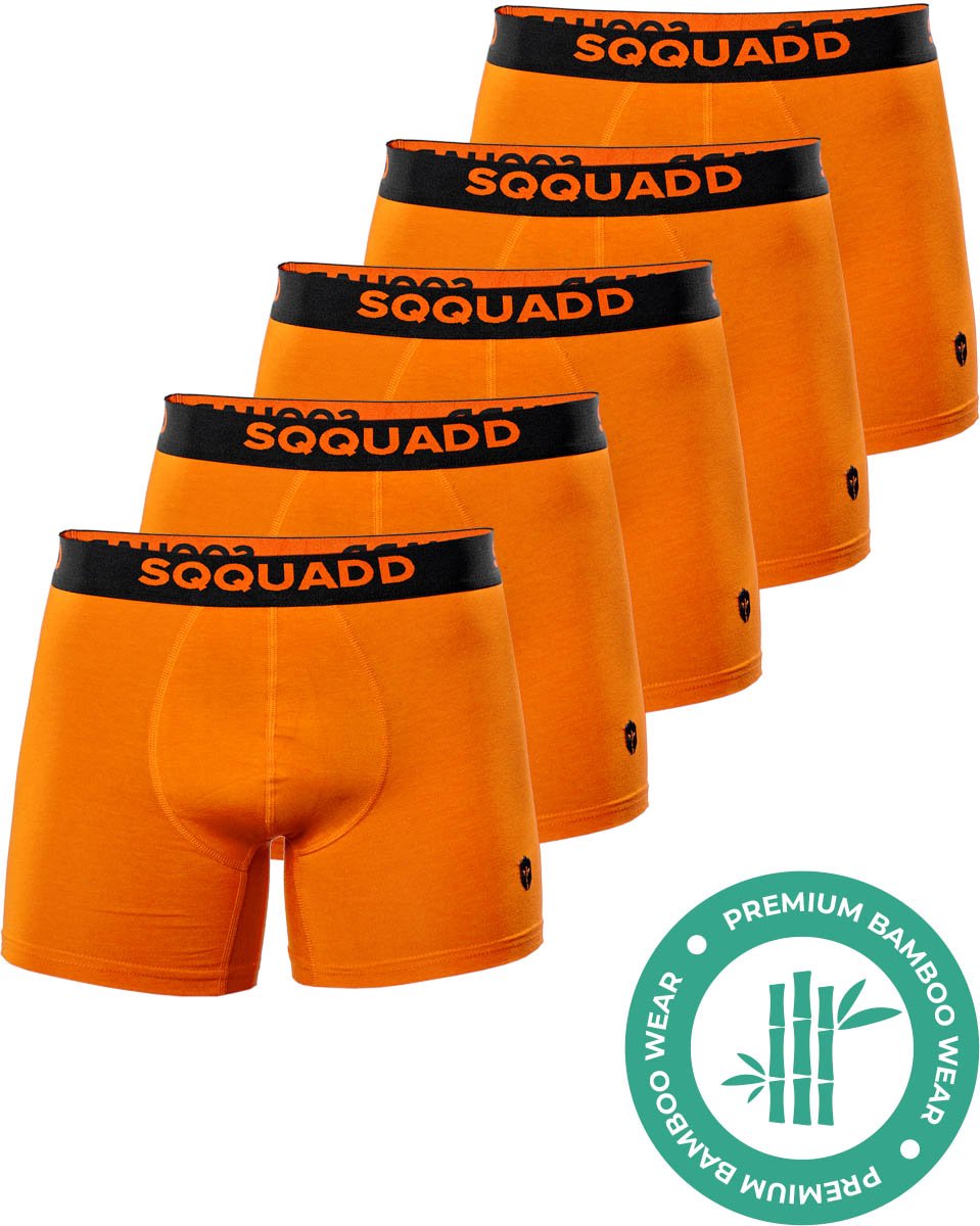 SQQUADD® Bamboe Ondergoed Heren - 5-pack Boxershorts - Maat XL - Comfort en Kwaliteit - Voor Mannen - Bamboo - Oranje