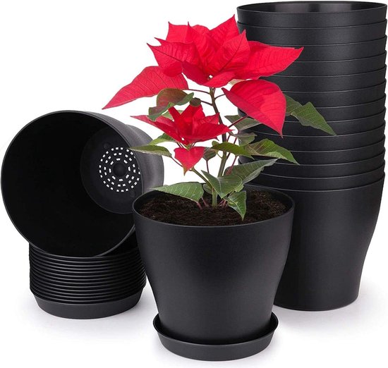 Set van 3 plastic plantenpotten, 30/25/23cm, grote plantenpotten binnen