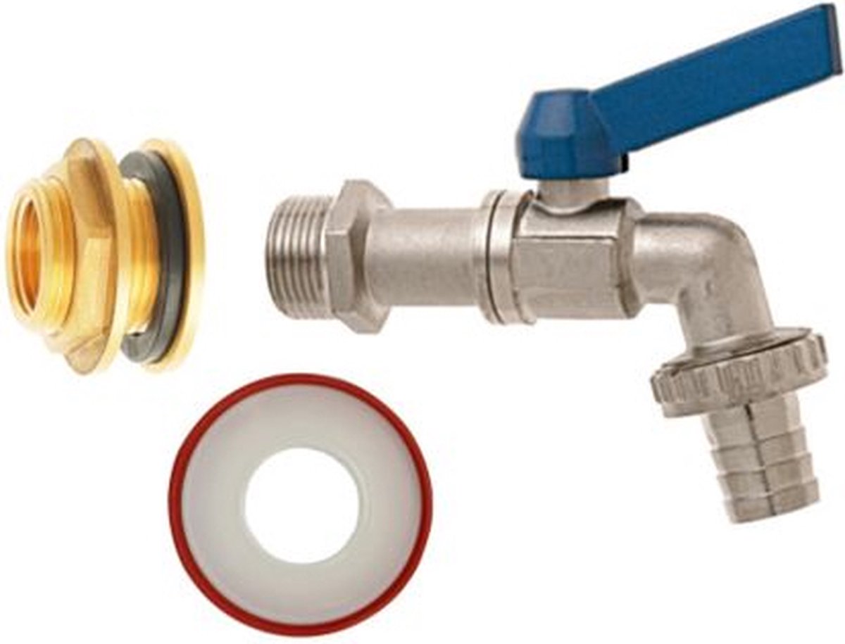 Geka regenton aansluitset, met kraan, 1x buitendraad 13 mm x 3/4 inch