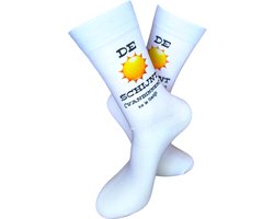 De zon schijnt van binnen - Zomer - Turkije - Smiley - Vakantie - Blij - Valentijns cadeau - Sokken met tekst - Witte sokken - Cadeau voor vrouw en man - Kado - Verjaardags cadeau voor hem en haar - Sokken waar je vrolijk van wordt