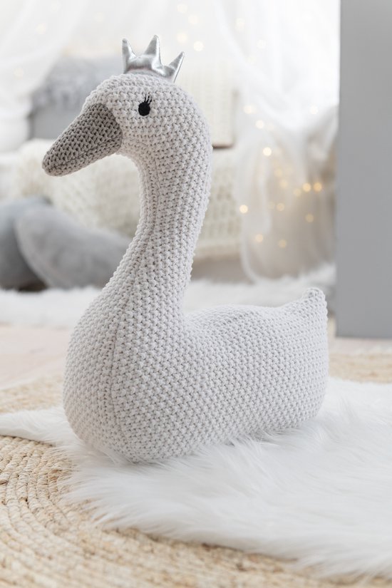 J-Line peluche Cygne Mini - polyester - blanc/gris - small