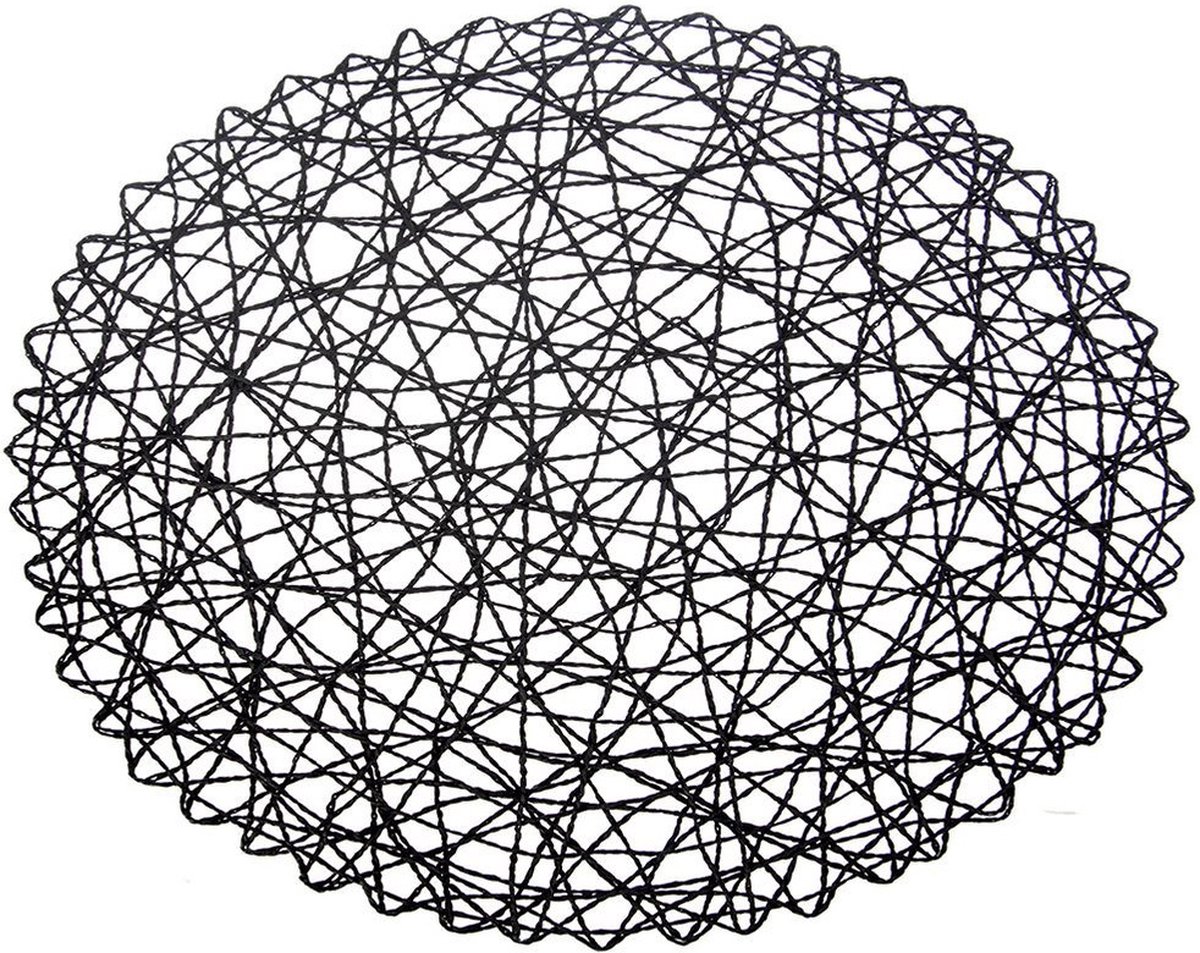 Placemat Papier Zwart Rond 35 cm - Tafelonderzetter