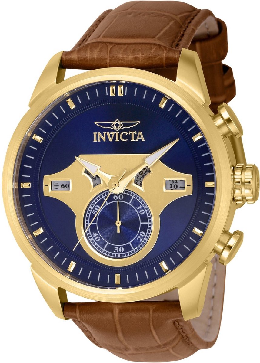 Invicta Objet D Art 43616 Heren Horloge - Waterdicht - Analoog - Quartz Uurwerk - Roestvrij Staal met blauwe Wijzerplaat -46m